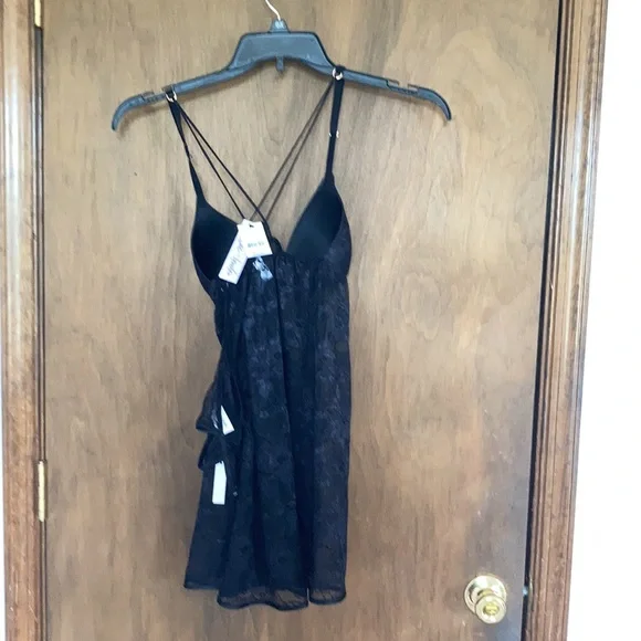 babydoll & panty set lace with padded bust adjustable strap black size S - Picture 15 of 15